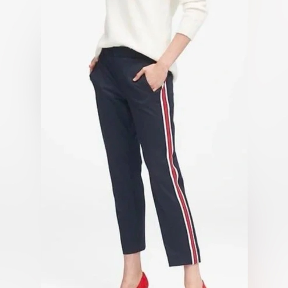 Banana Republic Navy Avery Pant w/ Red/White Racing Stripe, Women’s Size 6, NWT